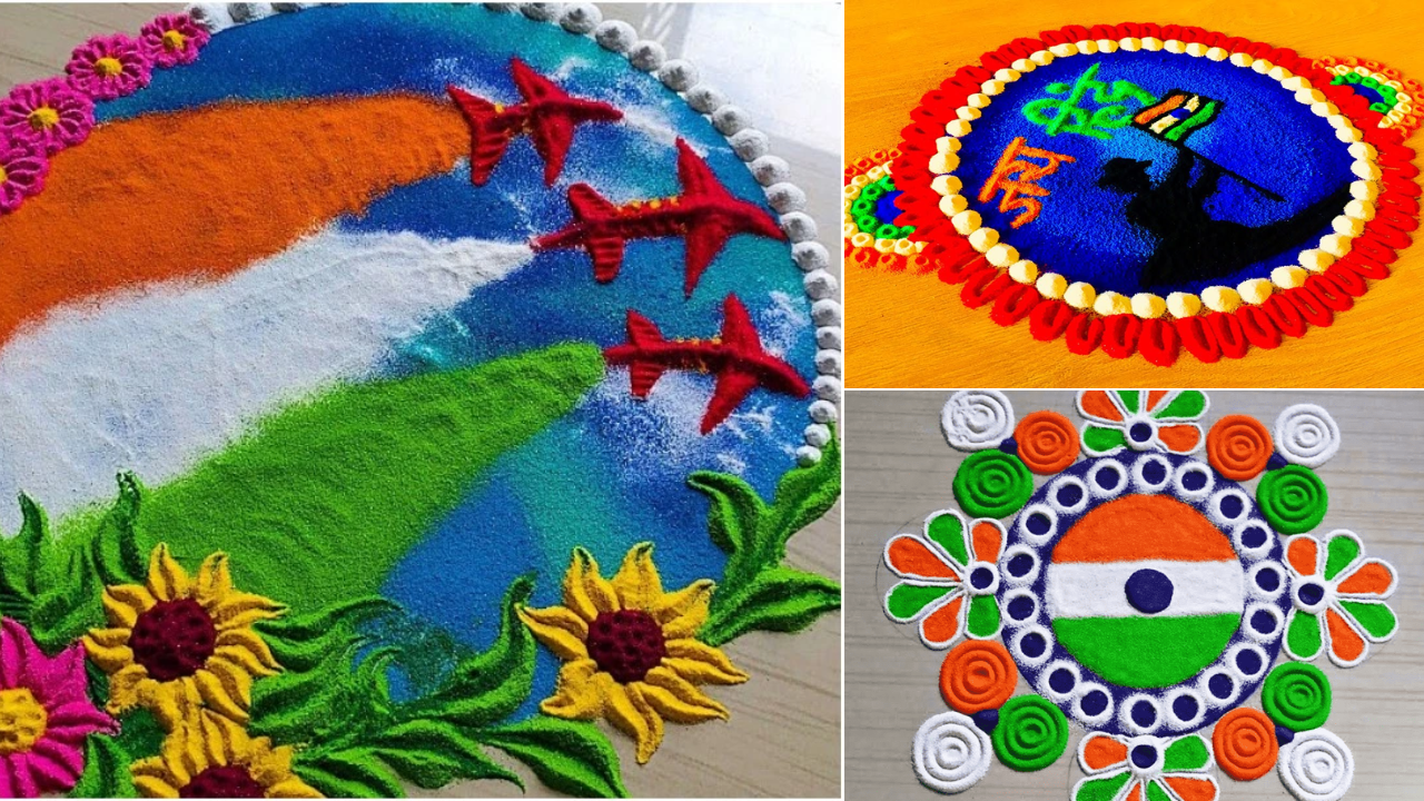 Independence day, rangoli designs for independence day, tricolor rangoli designs latest