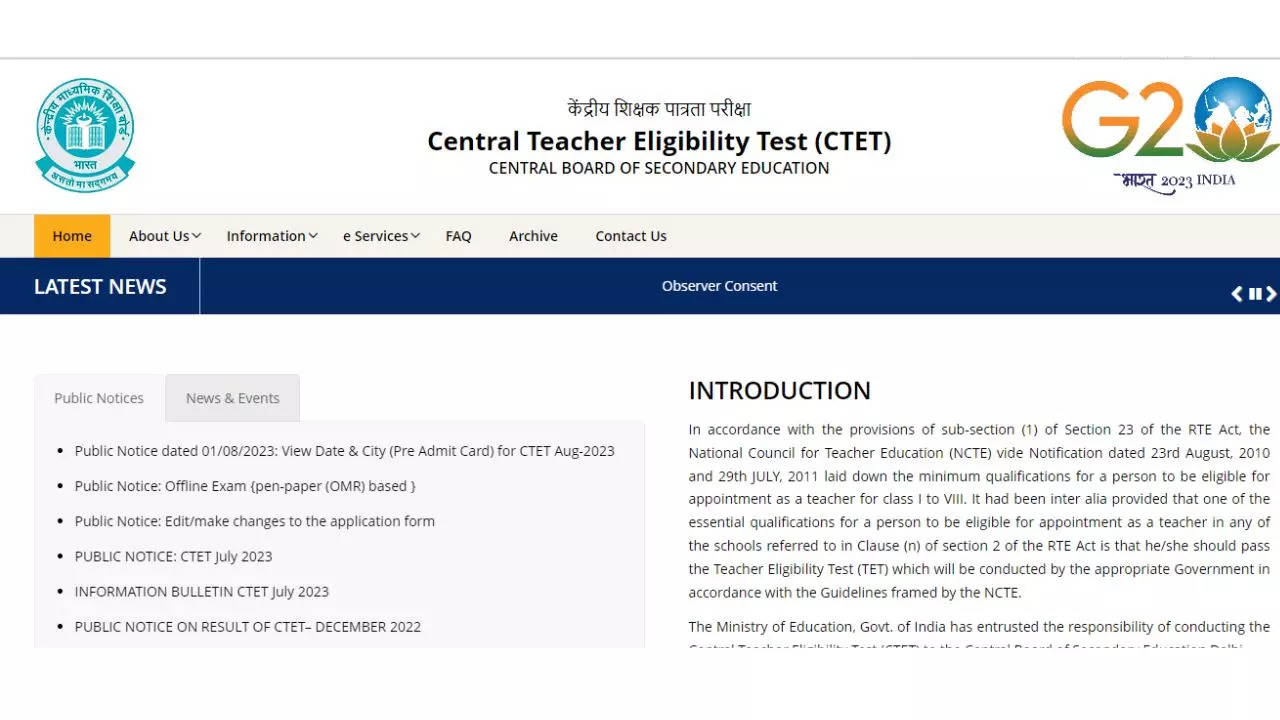 CTET Admit Card 2023 Date And Time