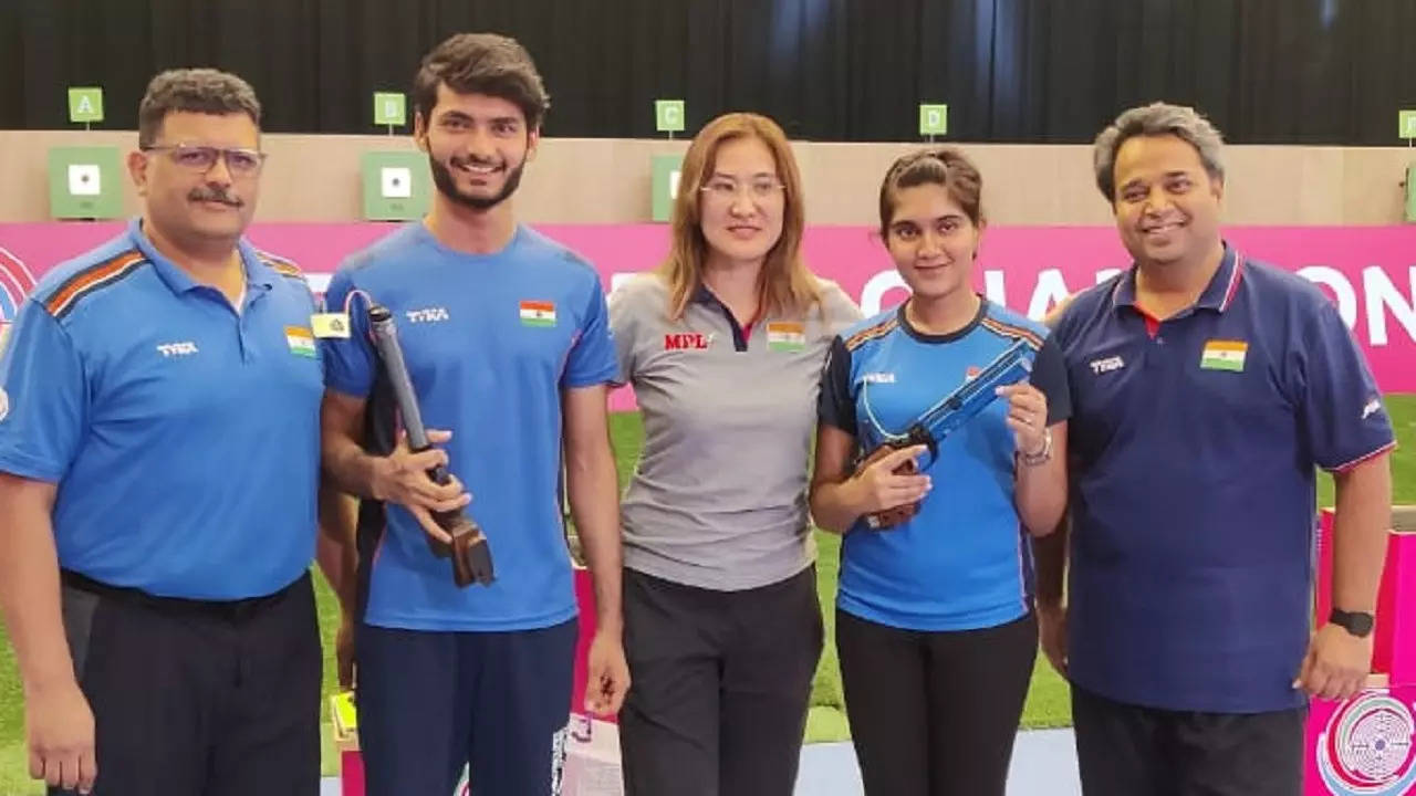 Indian shooters win first ever gold medal in mixed team air pistol event in World Championship