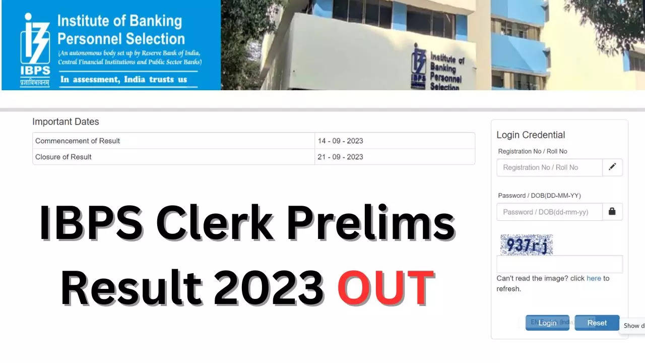 IBPS Clerk Prelims Result 2023 OUT