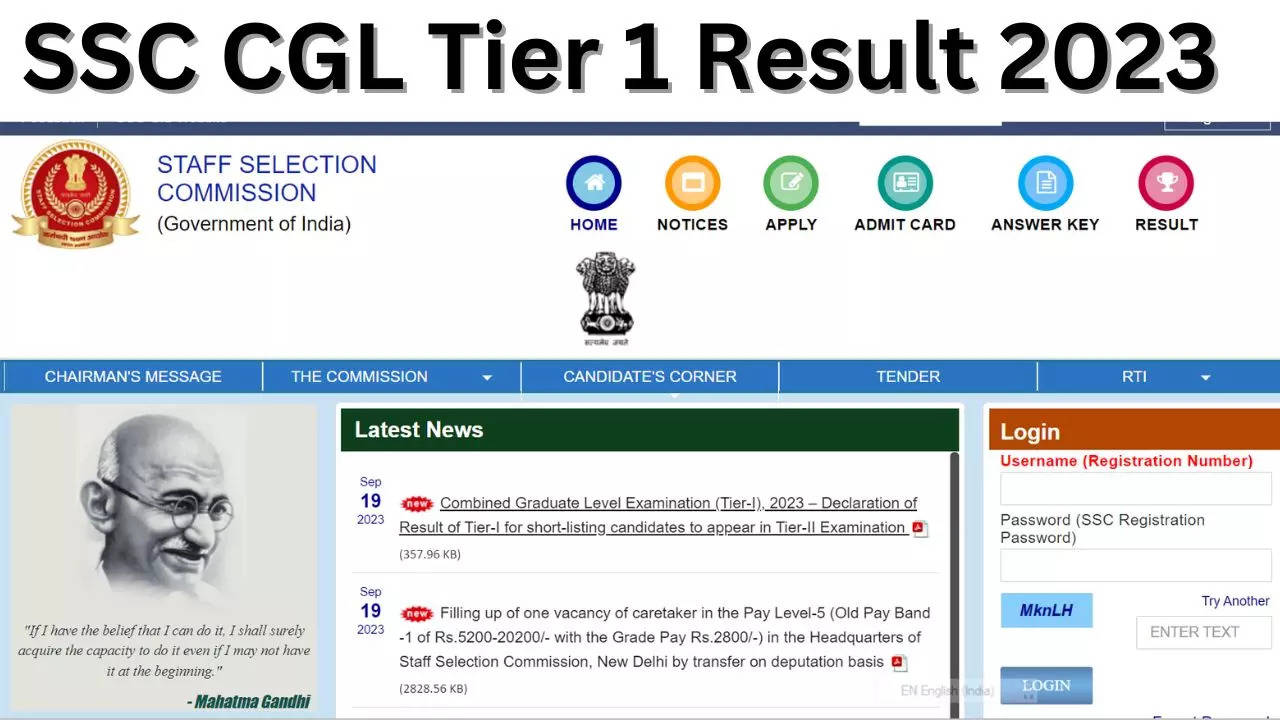 SSC CGL Tier 1 Result 2023