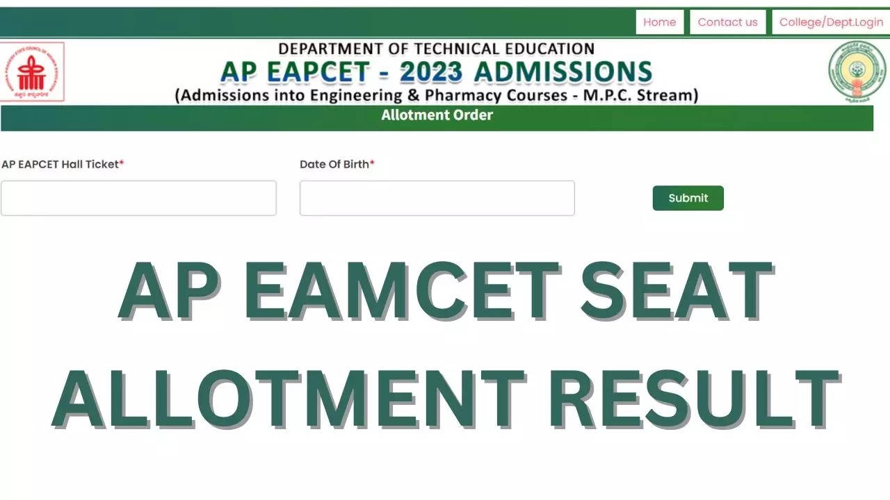 AP EAMCET Seat Allotment Result 2023 for Final Phase out at eapcetsche