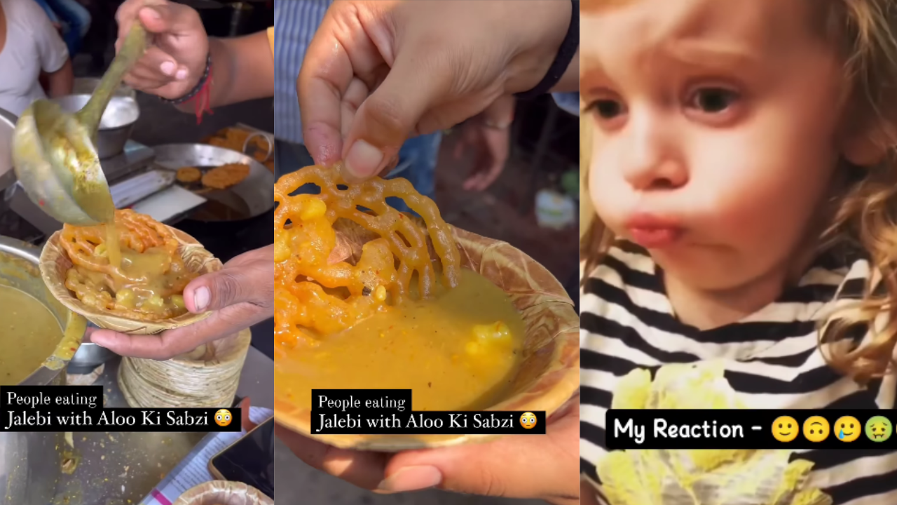 ​   weird food combination viral video, jalebi served with vegetable, weird food video, viral news in hindi, trending news​