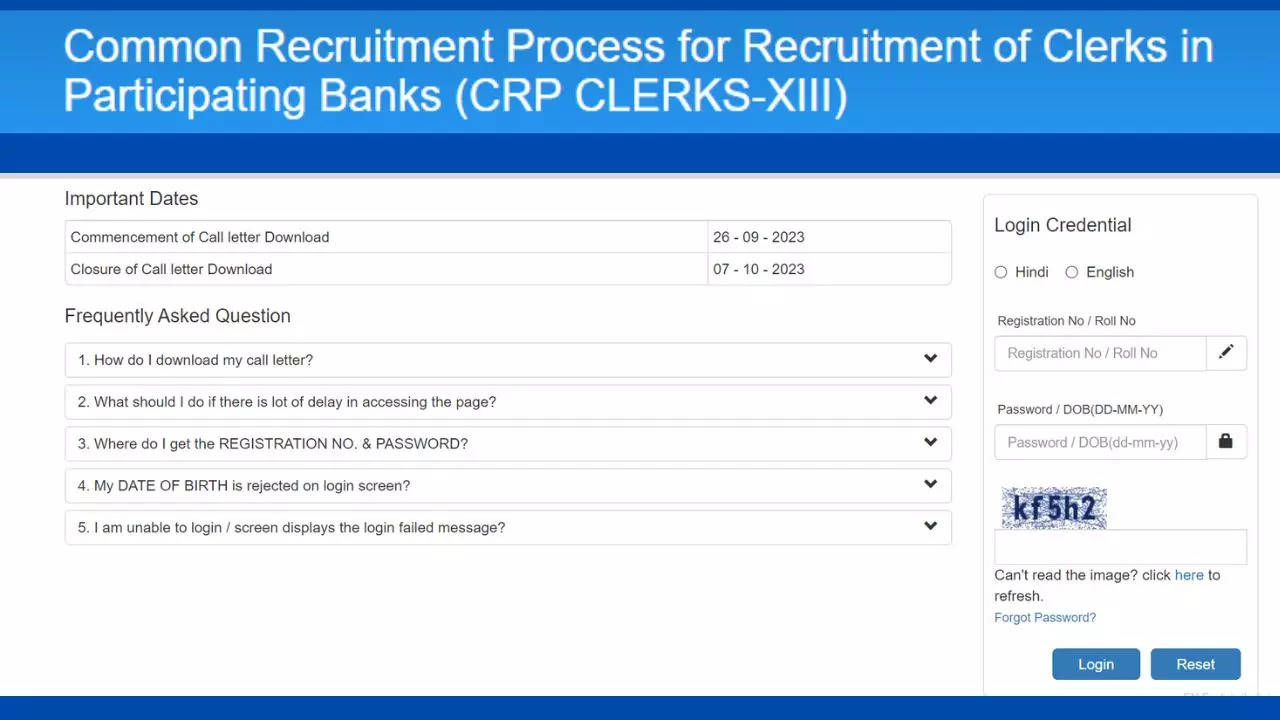 IBPS Clerk Mains 2023 Admit Card