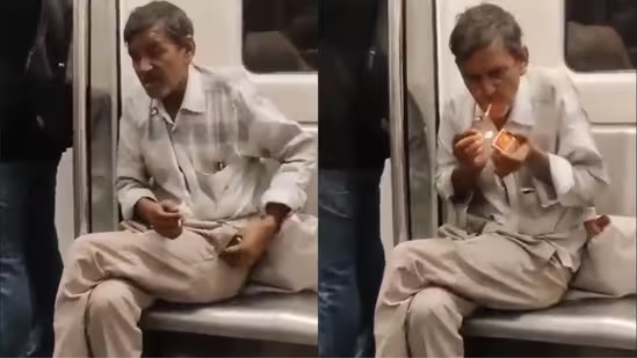 delhi metro viral video, delhi metro viral news, delhi metro beedi video, man smoke in delhi metro, trending news