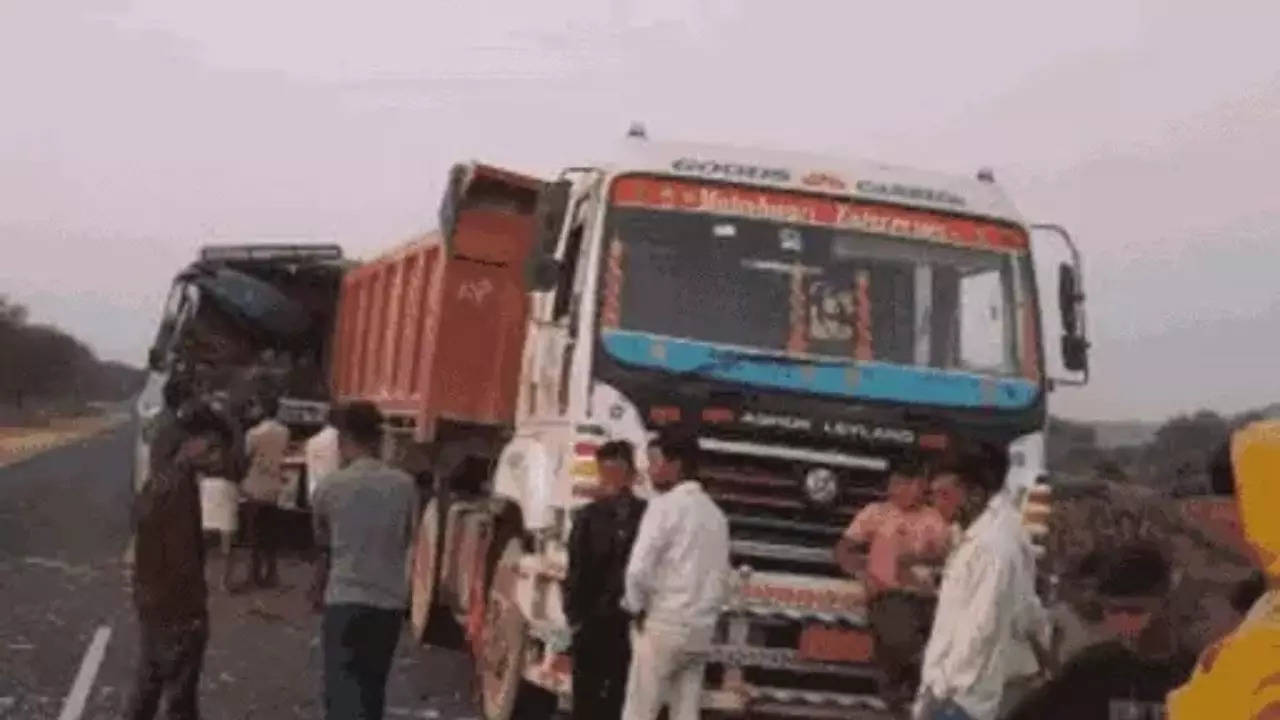 Bus collides with truck