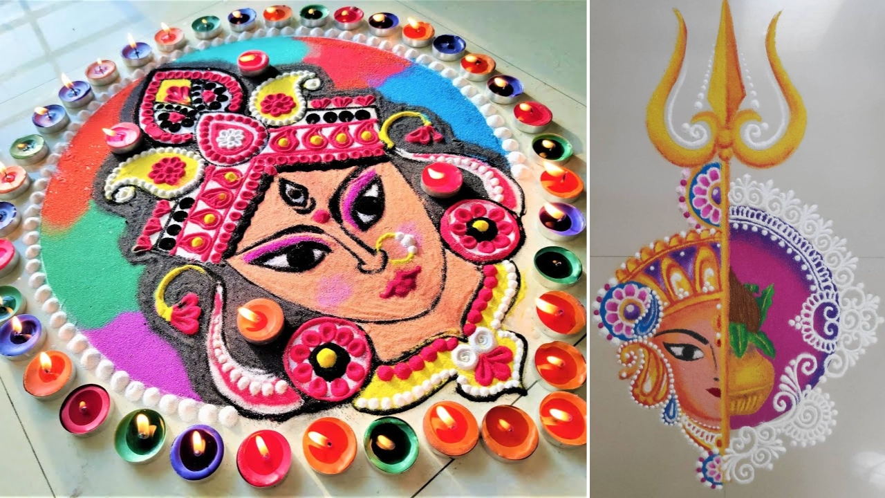 Navratri rangoli designs, rangoli designs for navratri, happy navratri rangoli designs latest