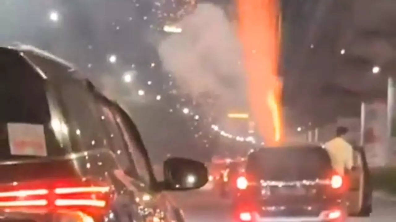 Firecrackers Bursting on Moving Car