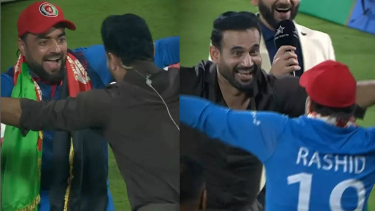 Rashid Khan and Irfan Pathan dancing