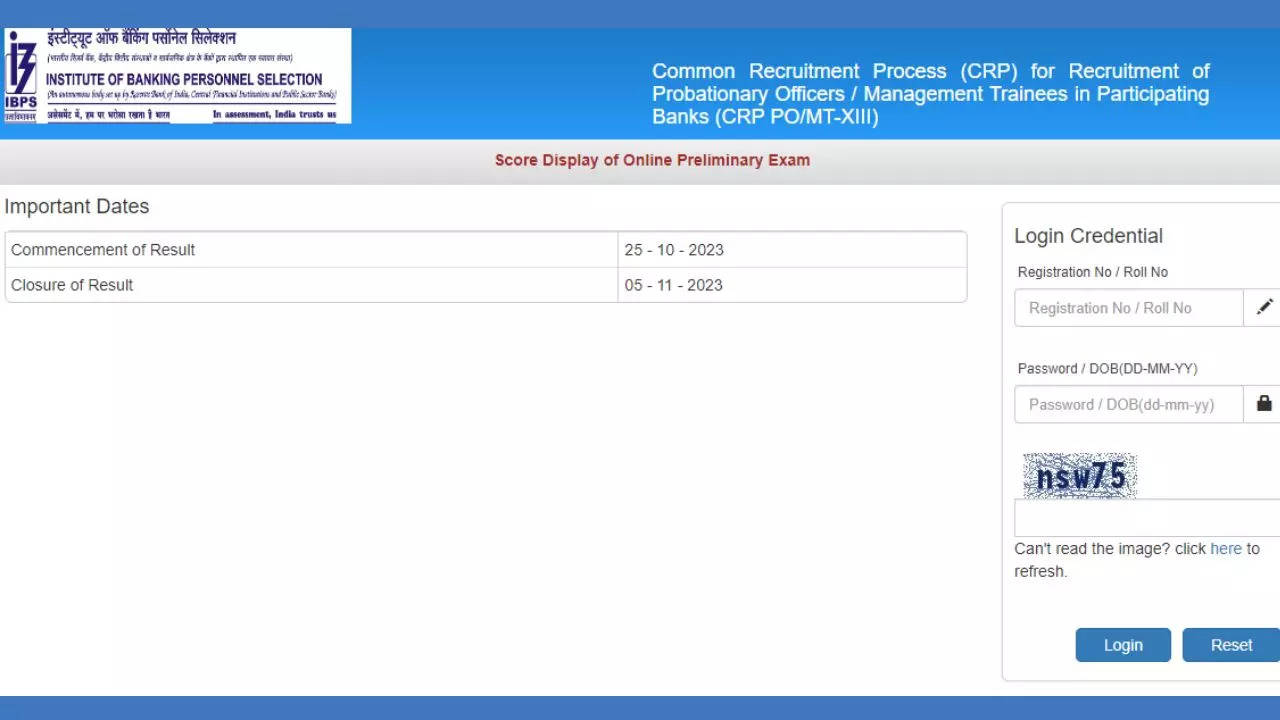 IBPS PO Score Card 2023