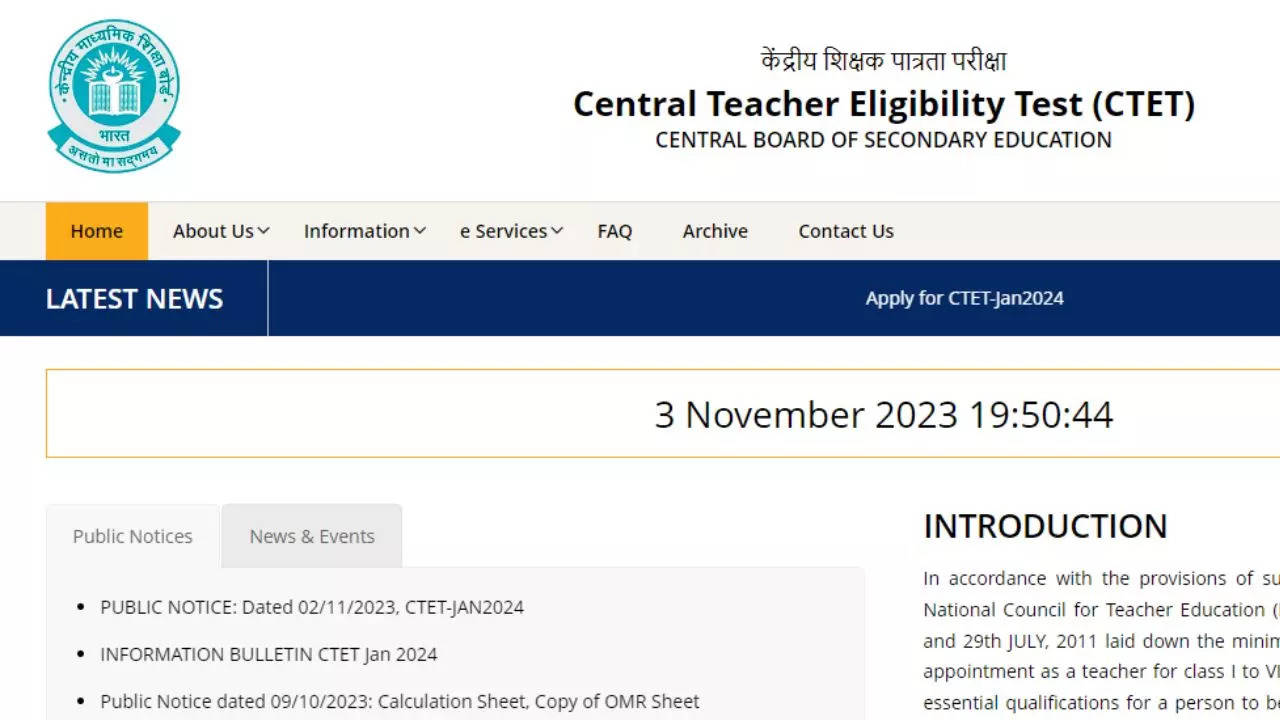 CTET January 2024 Notification