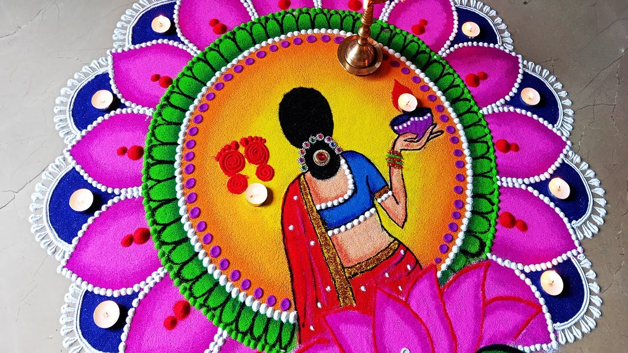 Poster rangoli designs for diwali simple and easy rangoli designs for home diwali 2023 happy deepawali ki rangoli - Diwali Rangoli designs: दीये से लेकर मां लक्ष्मी के पगलियों वाली रंगोली बनाकर