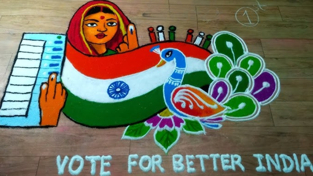 Election rangoli images, easy rangoli designs, mp election