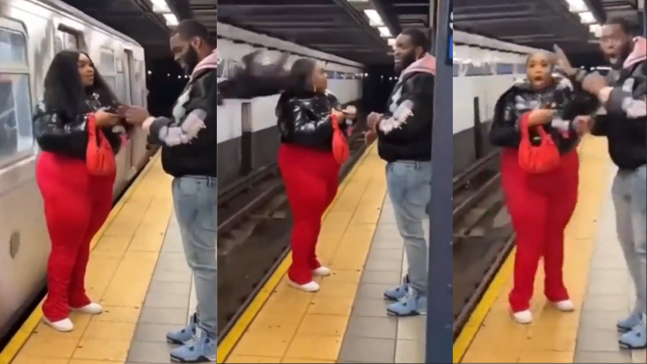 Couple Fight On Metro Station