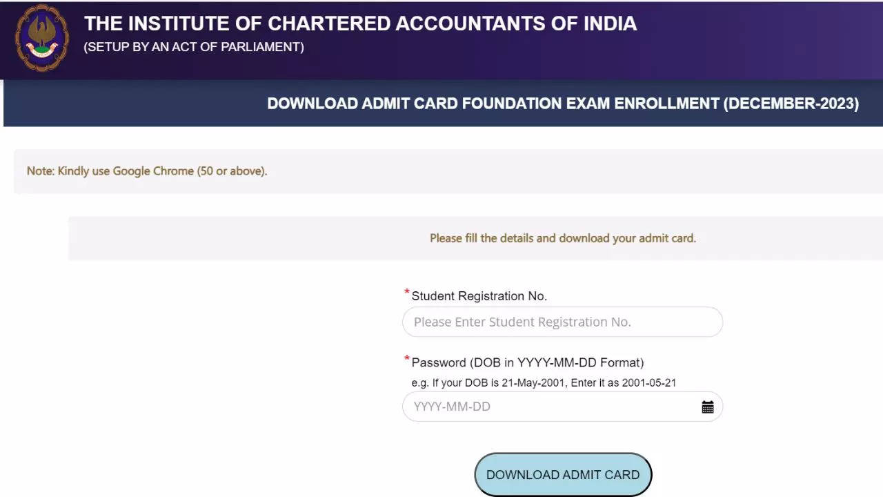 ca foundation admit card