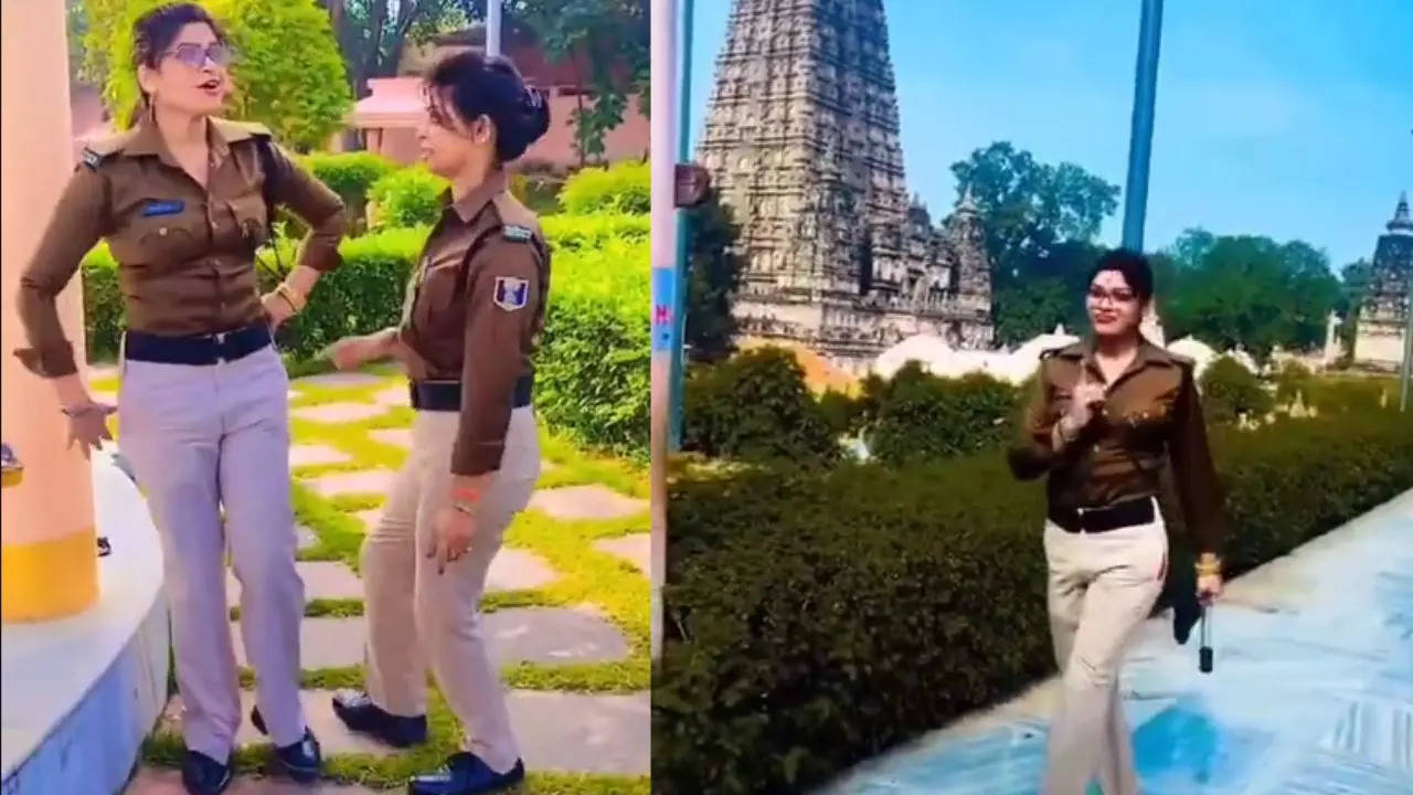 Bihar Two Ladies Police Suspended for Dancing and Making Reel in Mahabodhi Temple on Duty