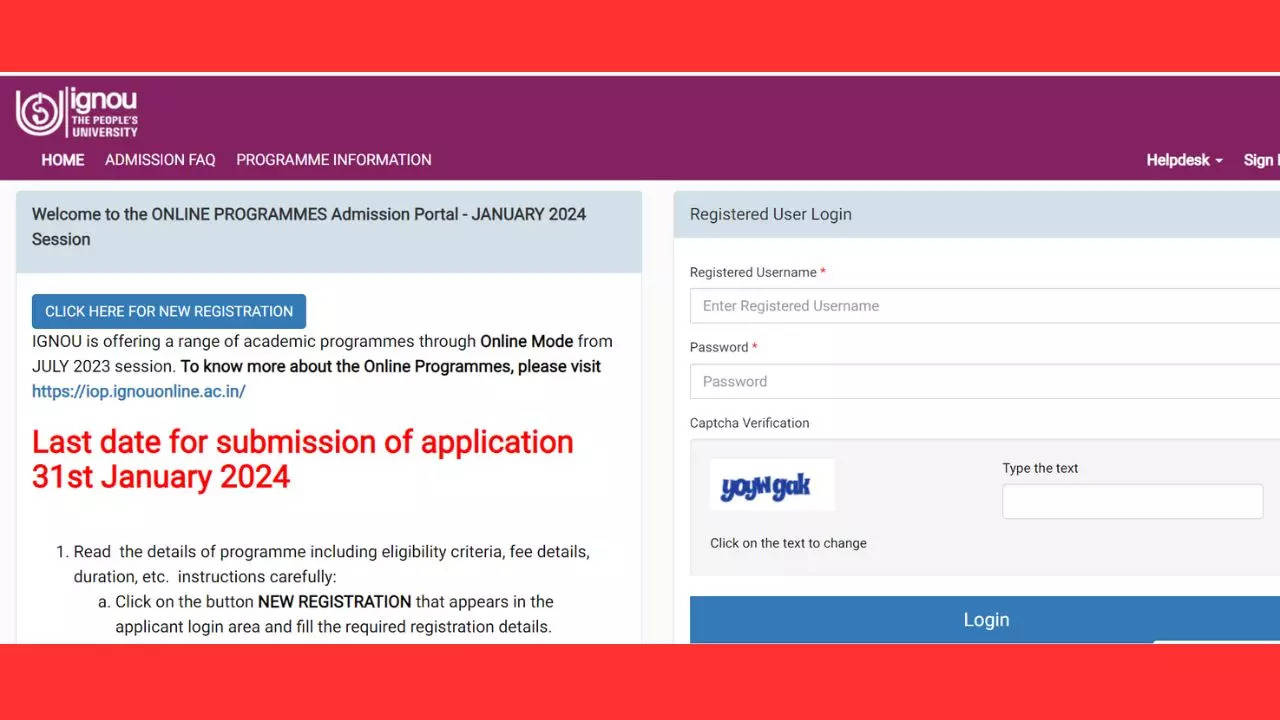 IGNOU January Admission 2024 Registration Begins At Ignou Ac In Check   106118336 