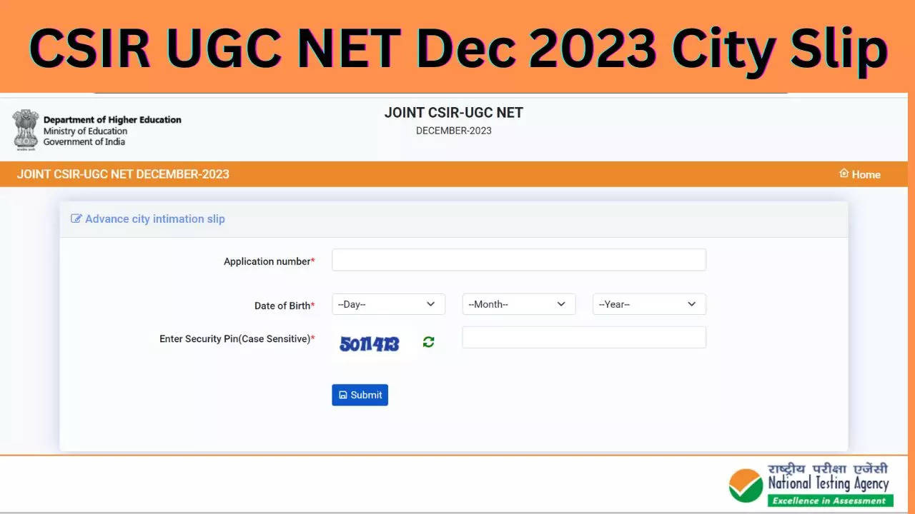 CSIR UGC NET Dec 2023 City Slip