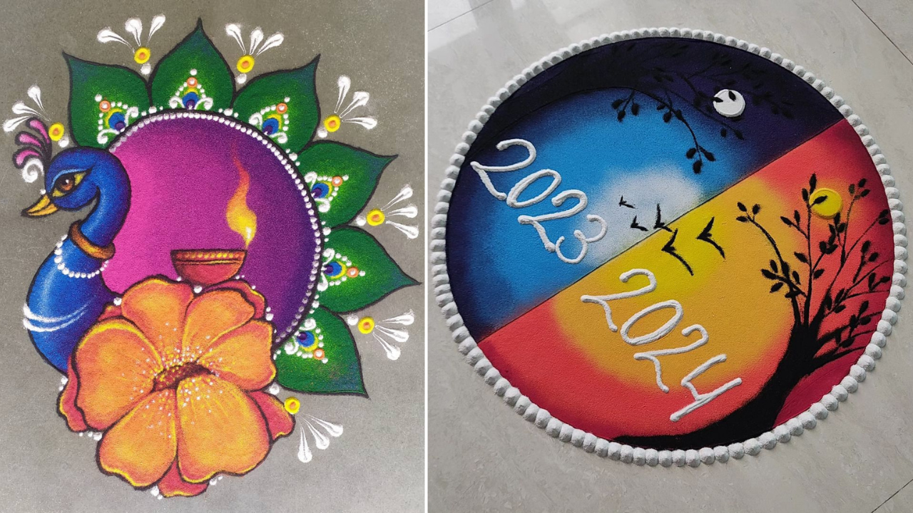 Rangoli designs for new year, new year rangoli designs 2024, happy new year 2024 