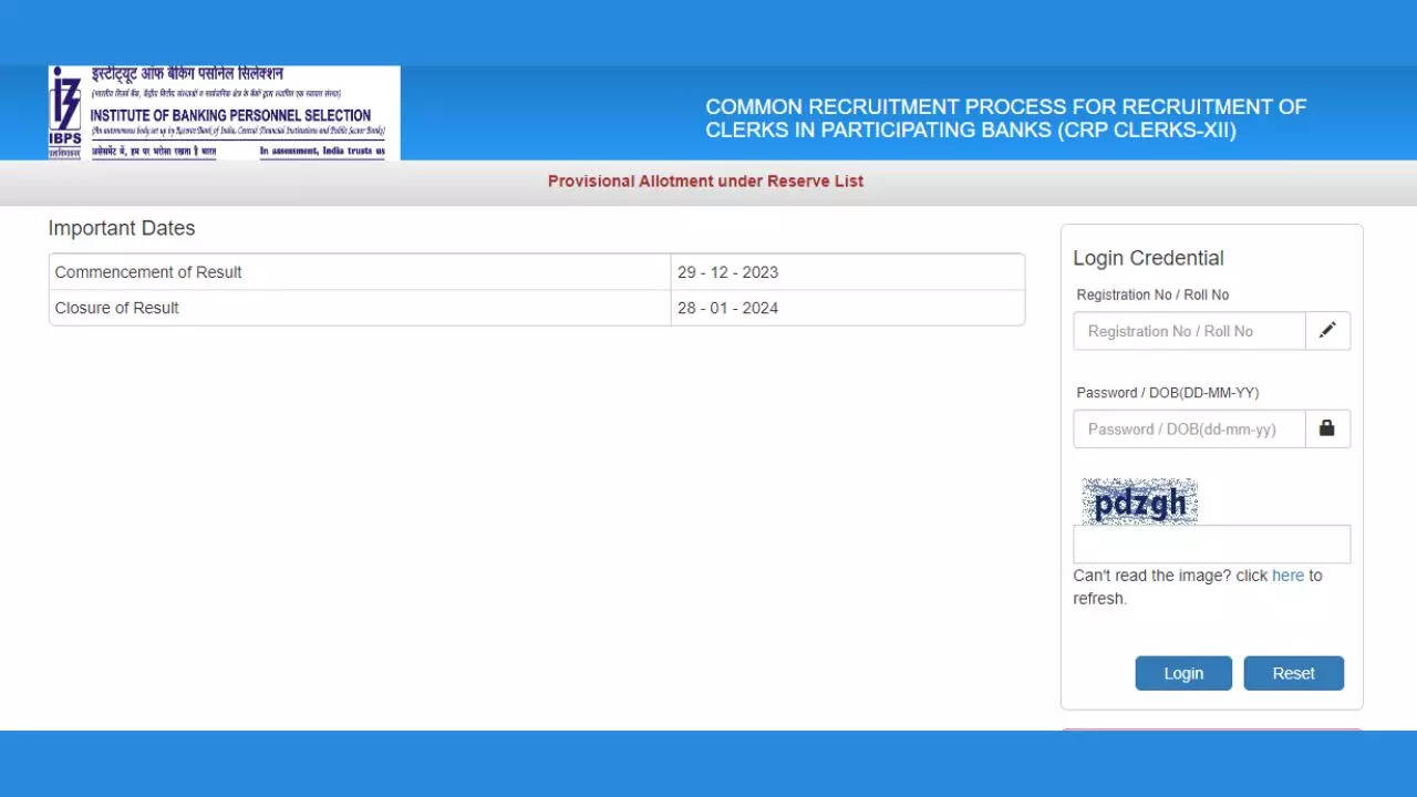 IBPS Clerk Result 2023