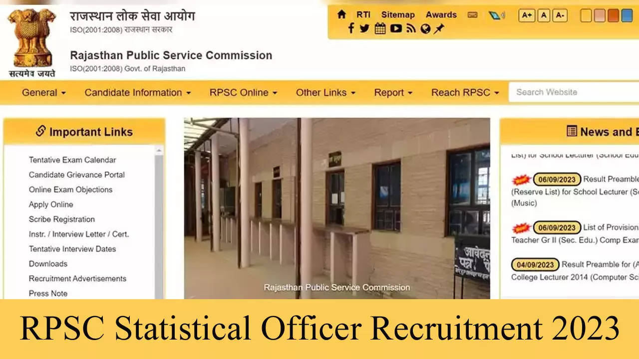 RPSC Statistical Officer Recruitment 2023