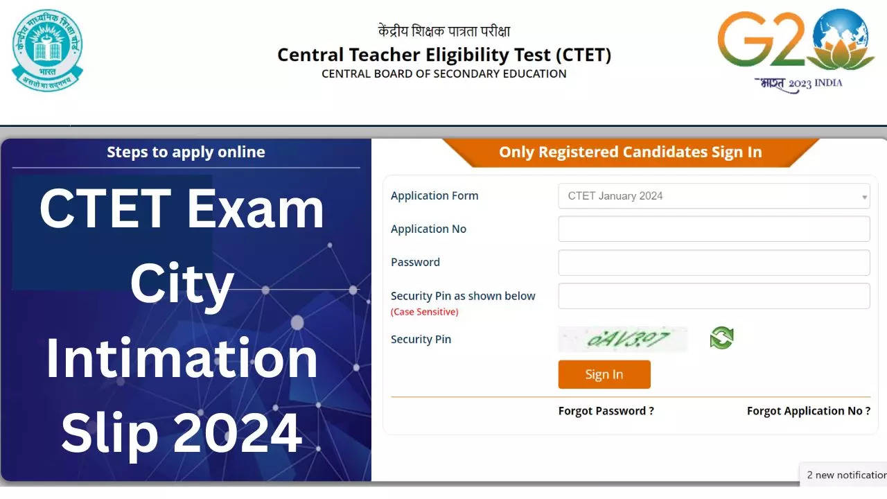 CTET Exam City Intimation Slip 2024