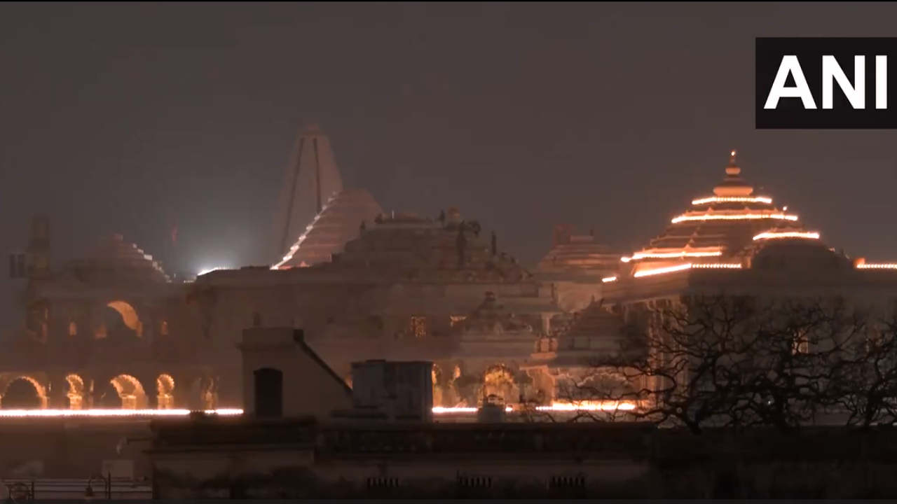 Ayodhya Ram Temple illuminated