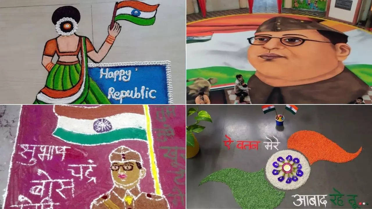 parakram diwas and republic day rangoli design