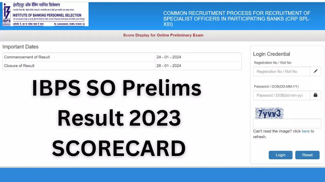 IBPS SO Prelims  Result 2023 SCORECARD