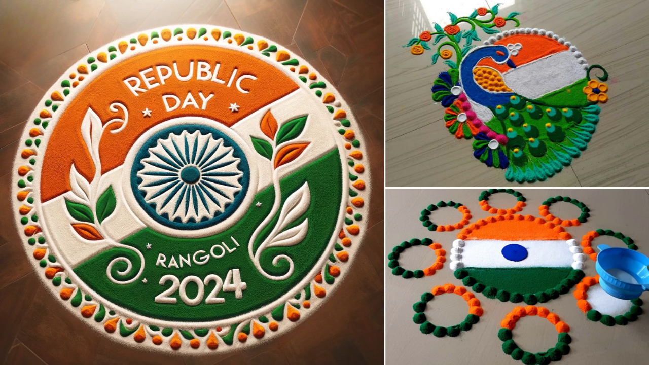 Republic Day rangoli, Flag Rangoli, Republic day theme rangoli