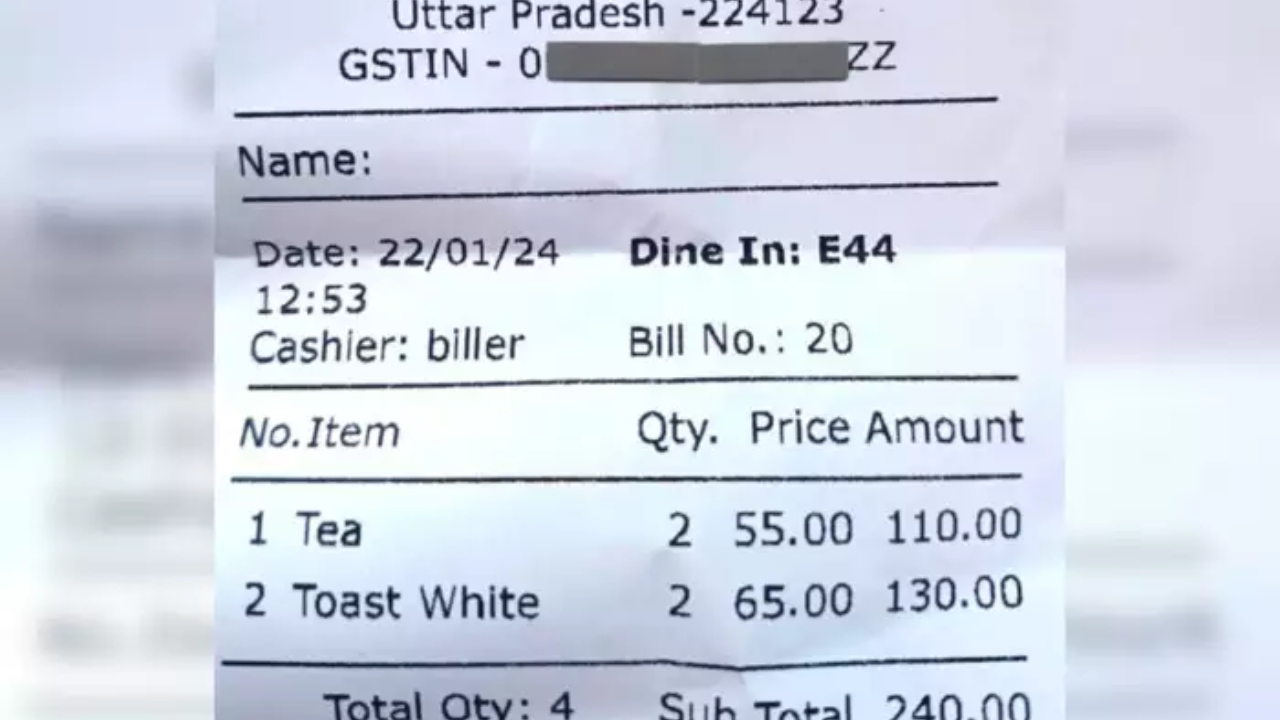 ​Ayodhya Ram Mandir, Ayodhya Shabari Rasoi, Shabari Rasoi Bill Viral, Ayodhya Tea and Toast Viral Bill, ayodhya tea toast price, viral bill of ayodhya shop, ram mandir area shop, trending news in hindi, अयोध्‍या राम मंदिर, शबरी रसोई, राम नाम की लूट, शबरी रसोई में 55 की चाय, राम मंदिर की लेटेस्‍ट न्‍यूज, वायरल सच, फैक्‍ट चेक, अयोध्या में चाय टोस्ट की कीमत, अयोध्या की दुकान का बिल, राम मंदिर इलाके में चाय की कीमत, आज की ट्रेंडिंग न्यूज, वायरल बिल की कॉपी