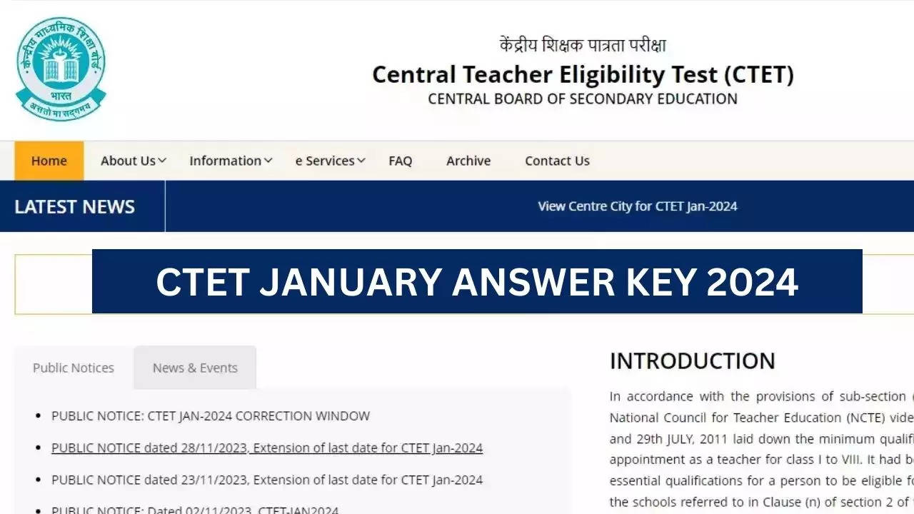 CTET Answer Key 2024, CTET January 2024 Answer Key