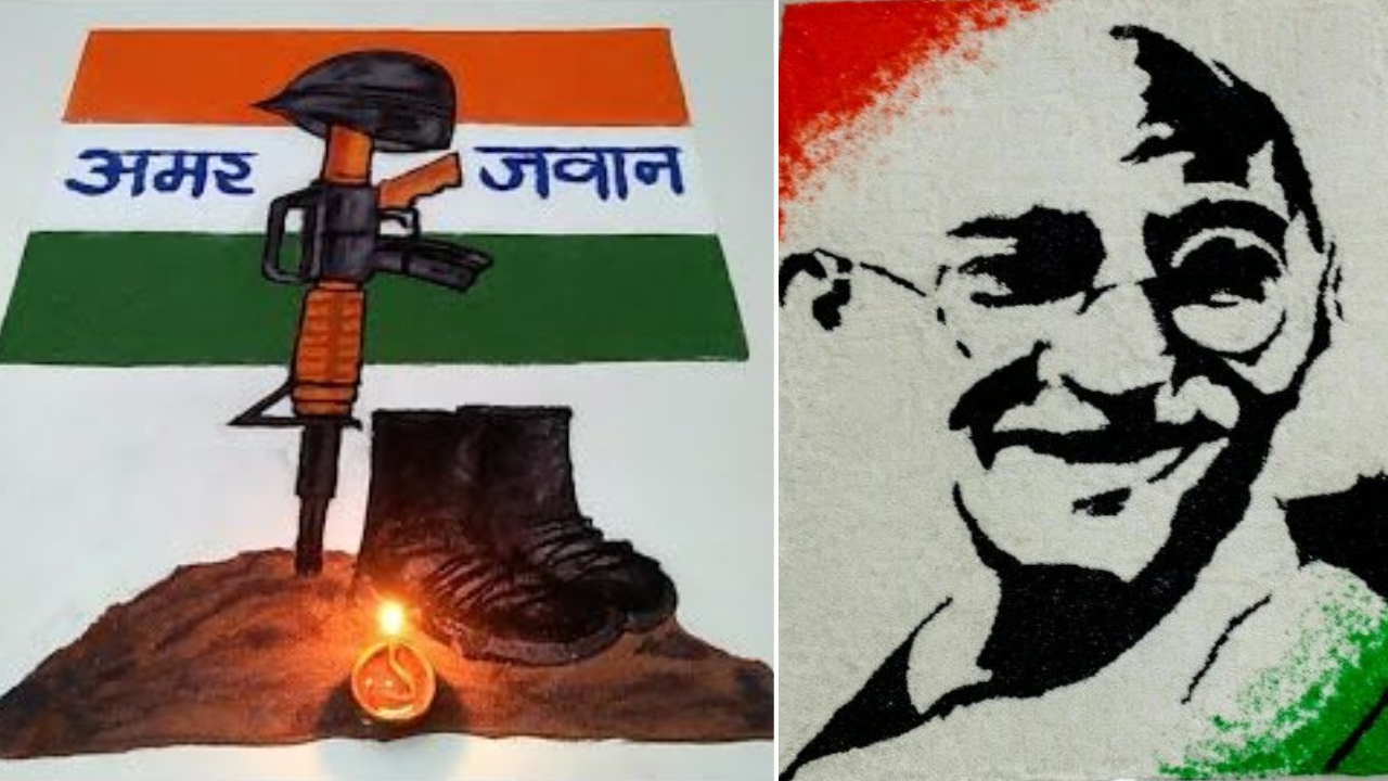 Shahid Diwas Rangoli, Gandhi Ji death date, gandhi ji rangoli