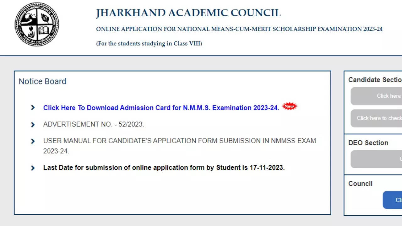 Jharkhand NMMS Admit Card 2024 Released