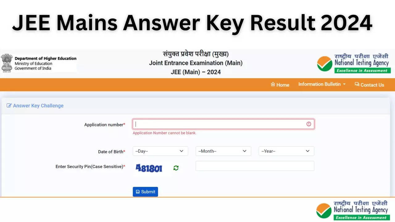 JEE Mains Answer Key Result 2024