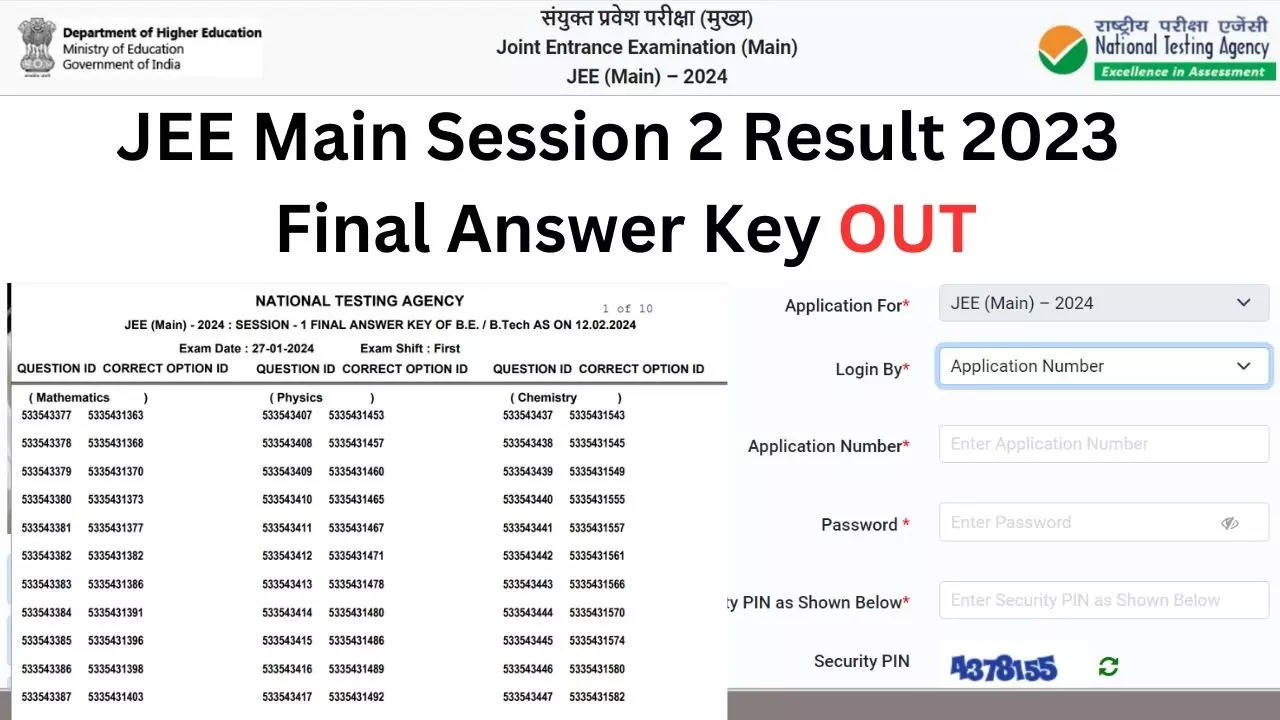 JEE Main Session 2 Result 2023  Final Answer Key OUT