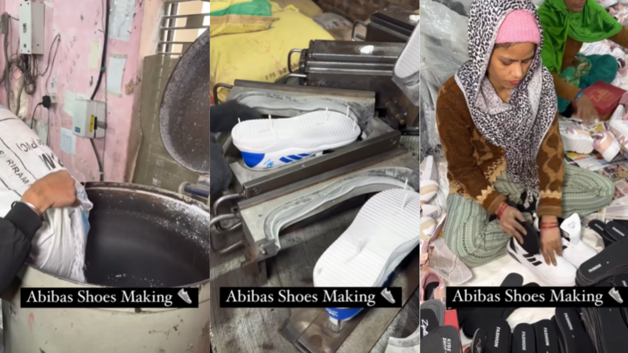 ​abibas shoes making viral video, adidas shoes, adidas shoes making factory video, video viral, viral news, tredning news, instagram, times now navbharat