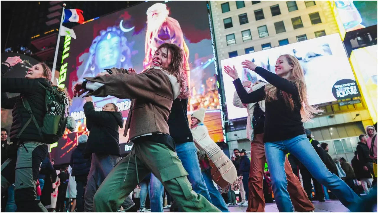 Times Square Lights Up For Mahashivratri