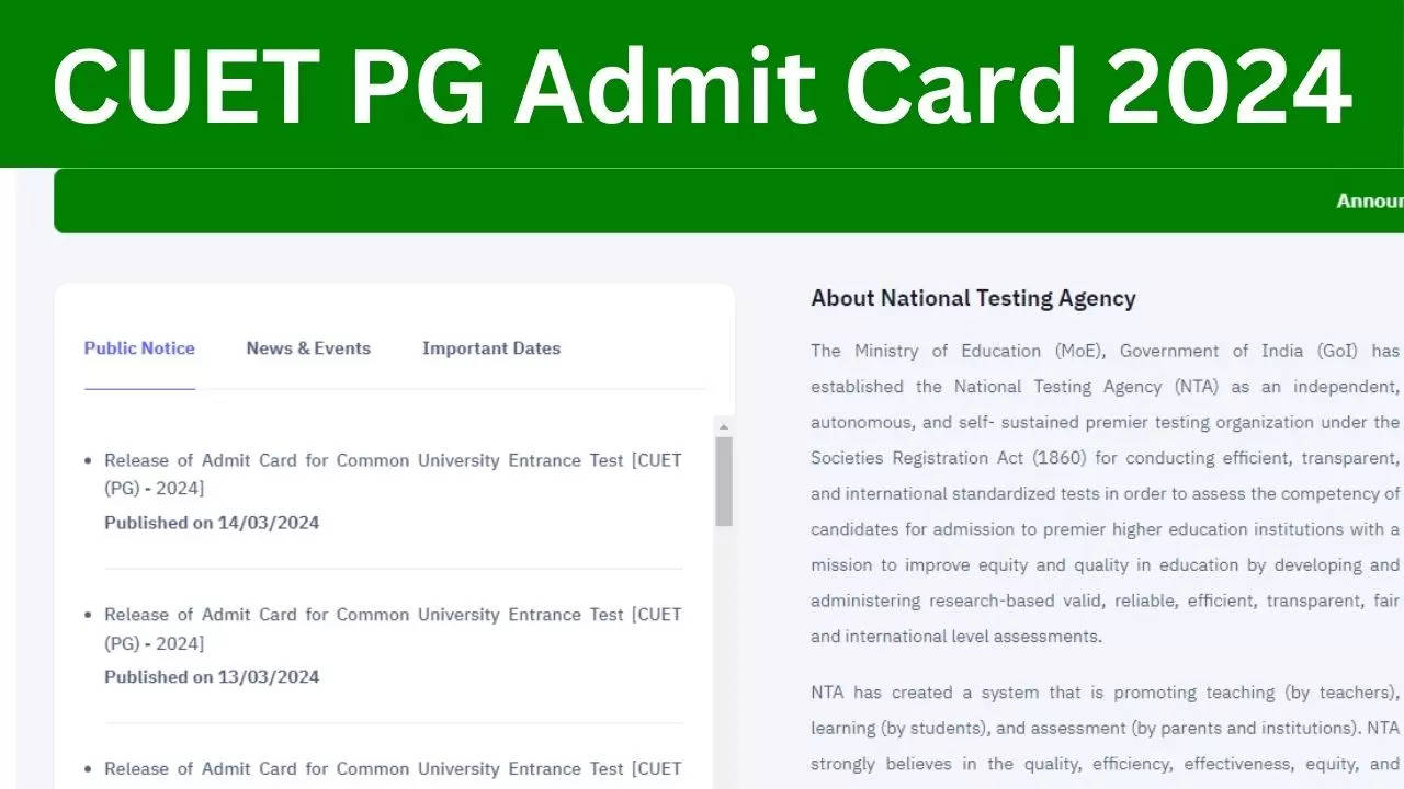 CUET PG Admit Card 2024 Download