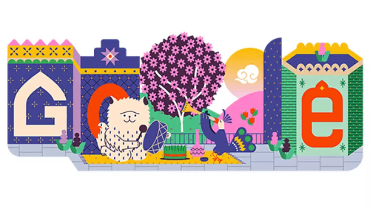 A Google Doodle celebrating Nowruz appeared on March 19. | Courtesy: Google/ Pendar Yousefi