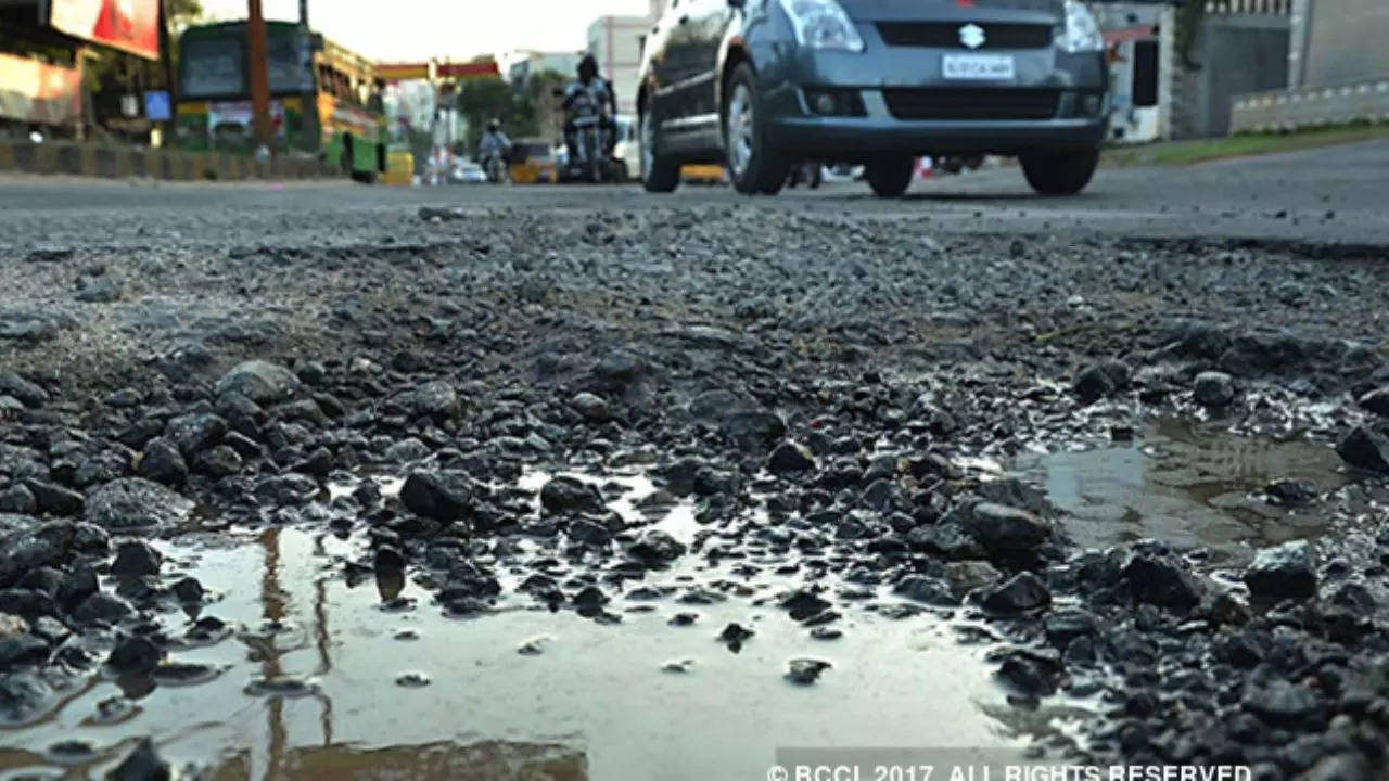 potholes on road