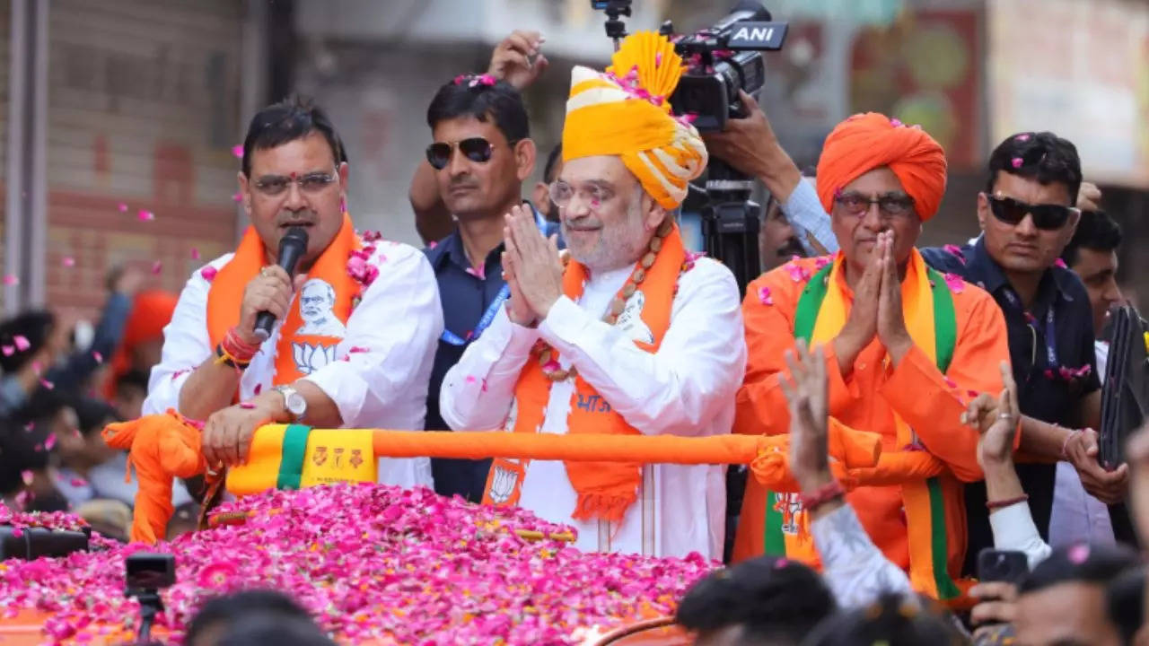 Amit Shah road show in sikar rajasthan