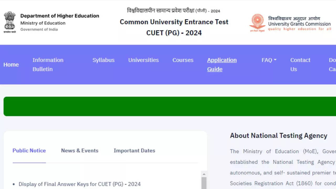 CUET PG Final Asnwer Key 2024 Released