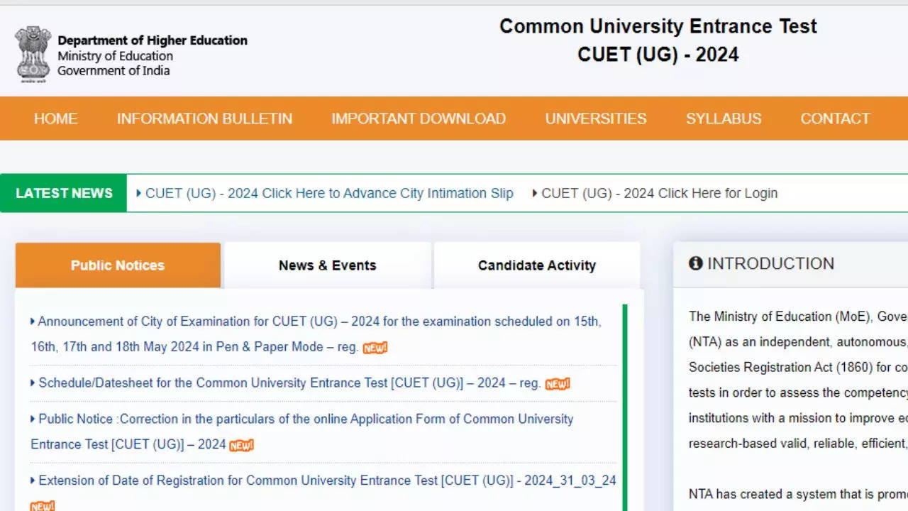 CUET UG Exam City Slip 2024, CUET UG City Intimation Slip 2024 Download