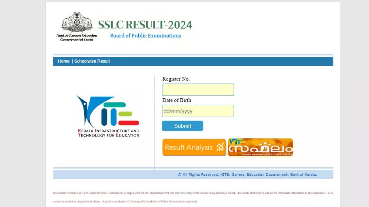 Kerala SSLC 10th Result 2024