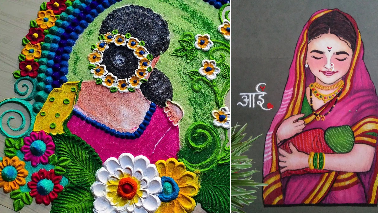 Mother's day Rangoli, Rangoli designs for Mother's day, Mother's day 2024