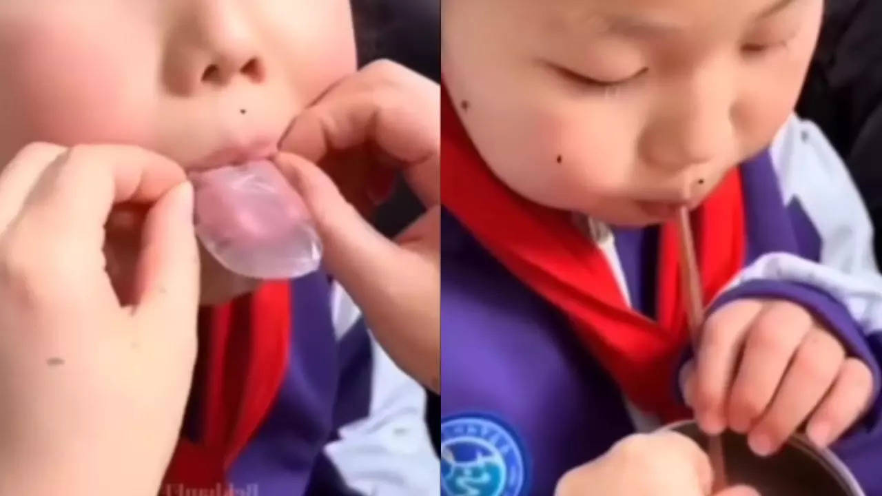 Plastic put on girl tongue 