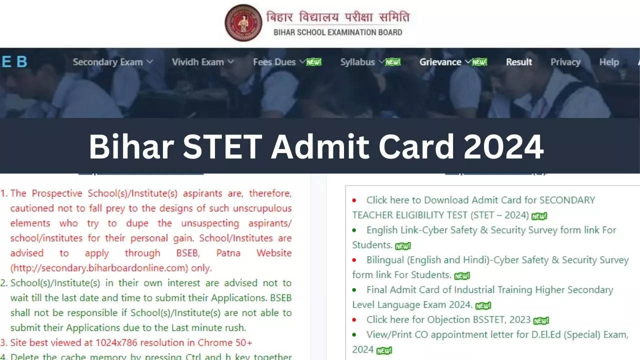 Bihar STET Admit Card 2024 Download