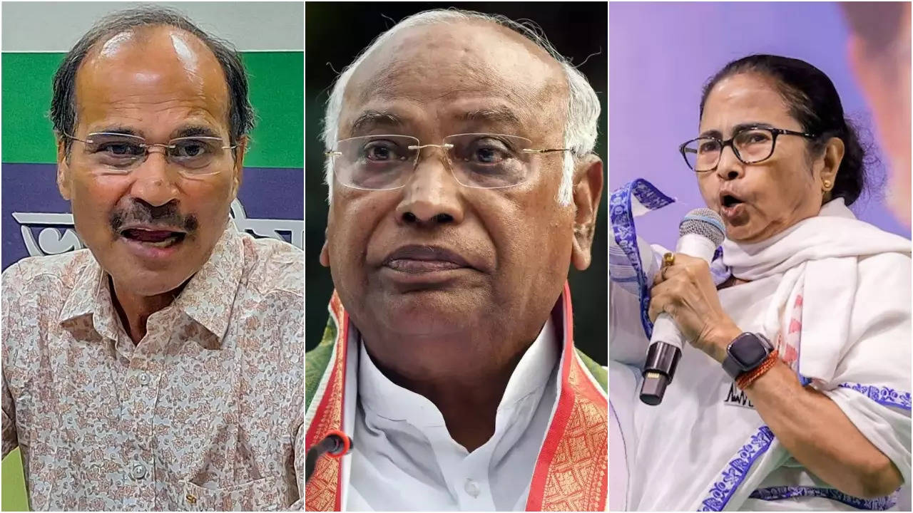 Adhir Ranjan Chaudhary-Mallikarjun Kharge-Mamata Banerjee