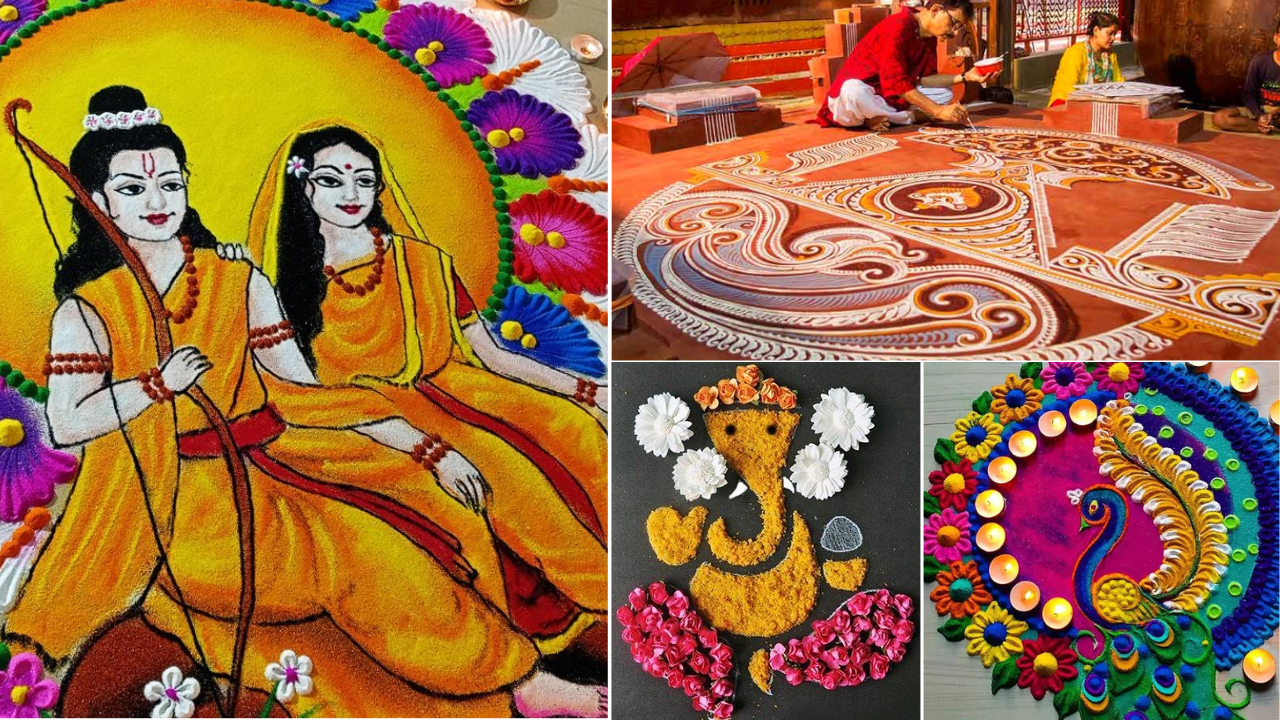 Rangoli designs latest 2024, Rangoli history, who made first rangoli, Alpana